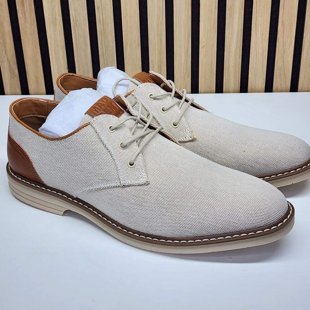 NEW - Madden Men Duralixx Knit Oxford Tan Casual Lace Up Dress Shoes - Size 13
